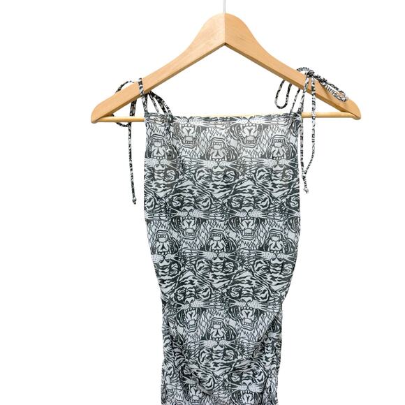 NWT Ed Hardy Snow Tiger Print Sheer‎ Ruched Dress Women’s Size Medium - Picture 5 of 10